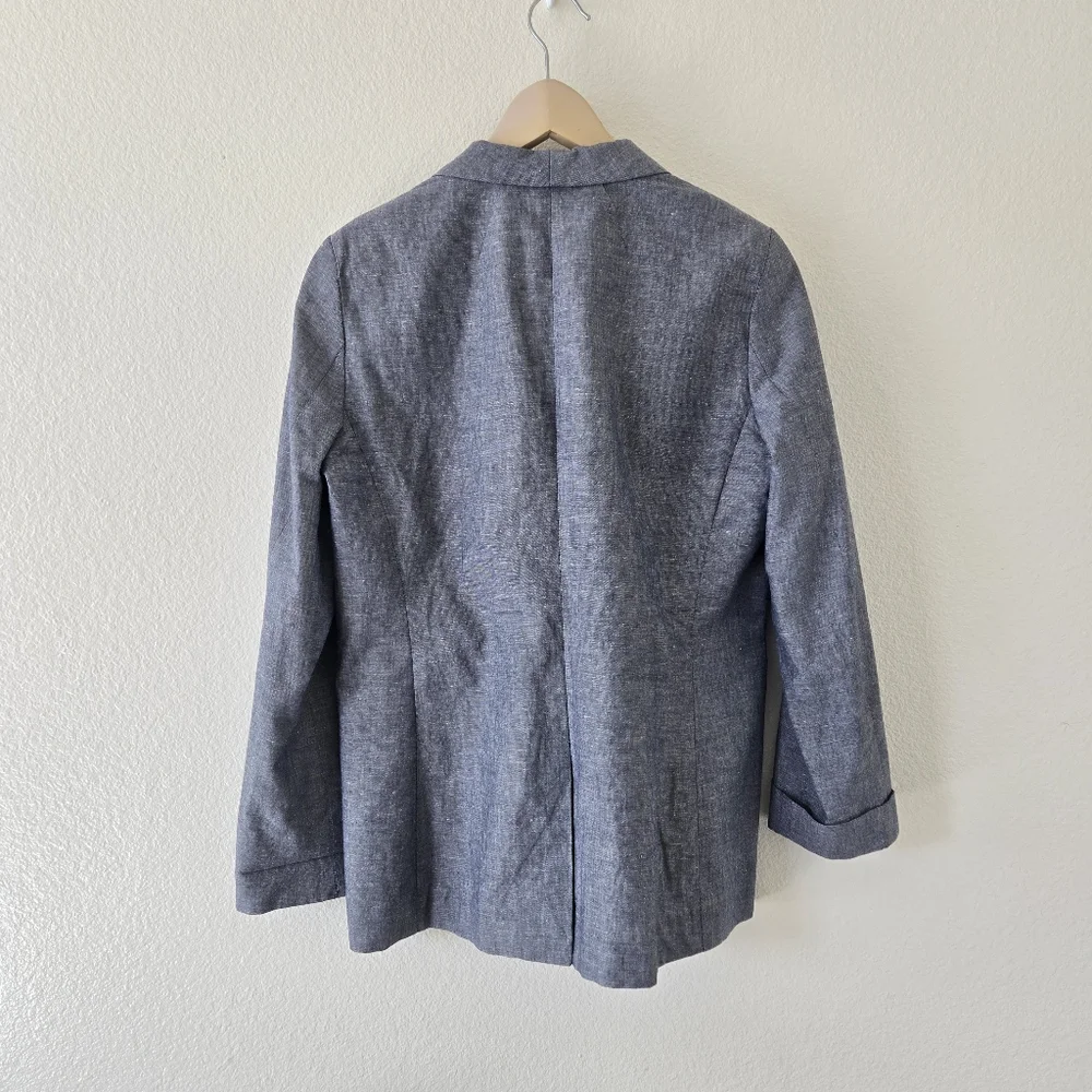 J. Crew Unstructured blazer in Cotton-linen Deep Water Blue Womens Size 8 Preppy